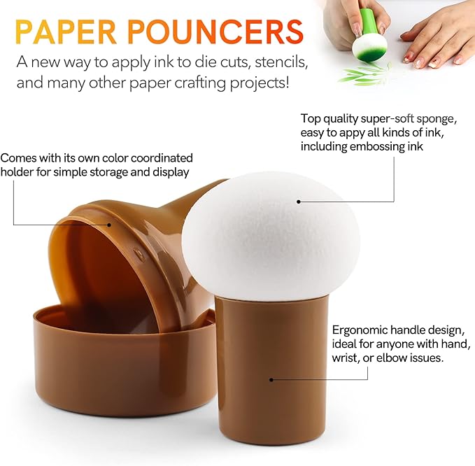 15PCS / Sets Ink Applicator with Storage Cases,Paper Pouncers for Direct Ink Application On Crafts Projects Easily,Inking Sponge for Stamp Ink Distressing, Blending Card Making Crafting Tools