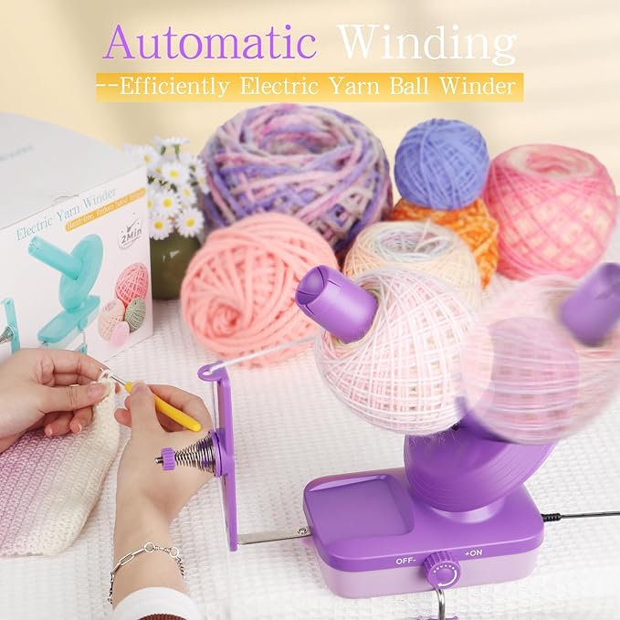 Electric Yarn Winder for Crocheting-Automatic Crochet Yarn Ball Winder for Perfect Neat Cakes-Stepless Speed with Strong Tension, Tangle-Free Knitting Gift for Seniors with Arthritic Hands(B)
