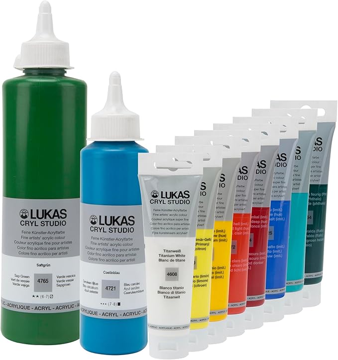 Lukas CRYL Studio Artist Acrylic Paint, Phthalo Blue, 125 ml Tube - High Pigment Acrylic Paints for Canvas Painting, Large Scale Works - Medium-Viscosity, Water-Mixable, Fast Drying
