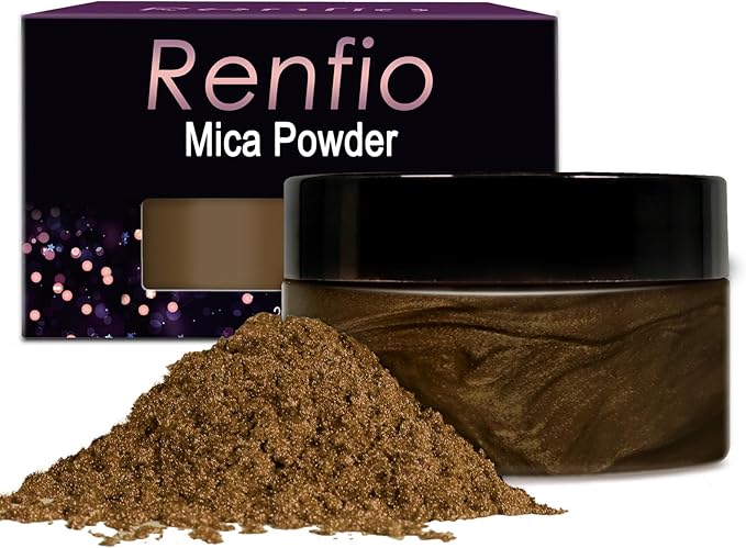 Renfio 100g Mica Powder Pigment, Metallic Natural Dye Mineral Pearl Shimmer Epoxy Resin Dye for Painting Soap Making Slime Bath Bombs 3.5 Oz - Coffee Brown