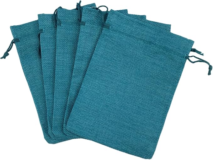 Palmhomee Pack of 25 Burlap Gift Bags with Drawstring Linen Jewelry Pouches Wedding Hessian Jute Bags for Birthday Jewelry and Treat Pouches Party Wedding Favors Gift Art and DIY Craft  (6x8 Inch, Peacock Blue)