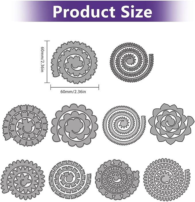 10pcs 3D Layering Rose Metal Cutting Dies, Daisy Flower Garland Wedding Cut Stencils, Blossom Screw Flower Die Cuts, Metal Embossing Stencils Template Mould