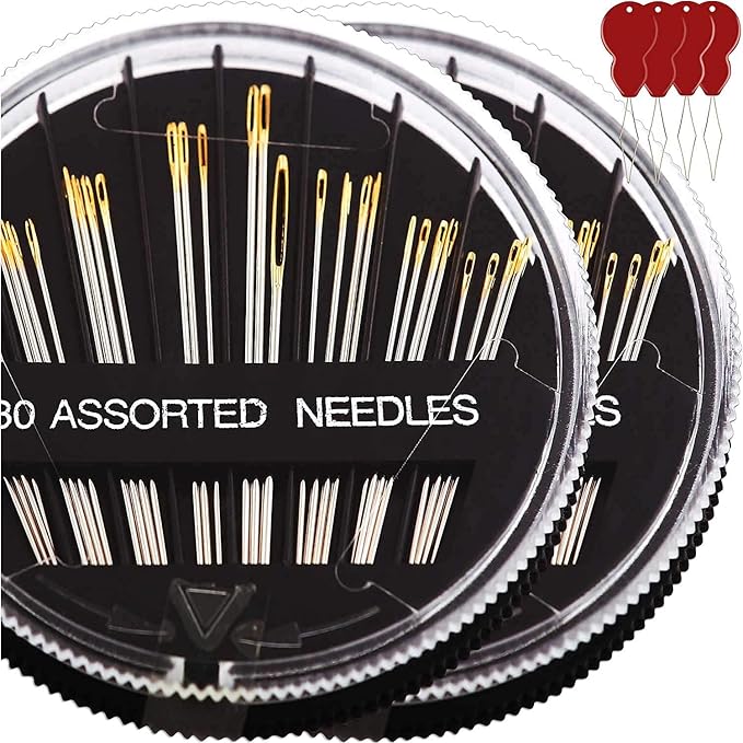 60 Pack, Premium Sewing Needles for Handsewing, Assorted Sizes, 6 Sizes Sewing Sharp Needles, 6 Pcs Big Eye Hand Sewing Needles, Sewing Needles Large Eye, Embroidery Needles for Hand Sewing