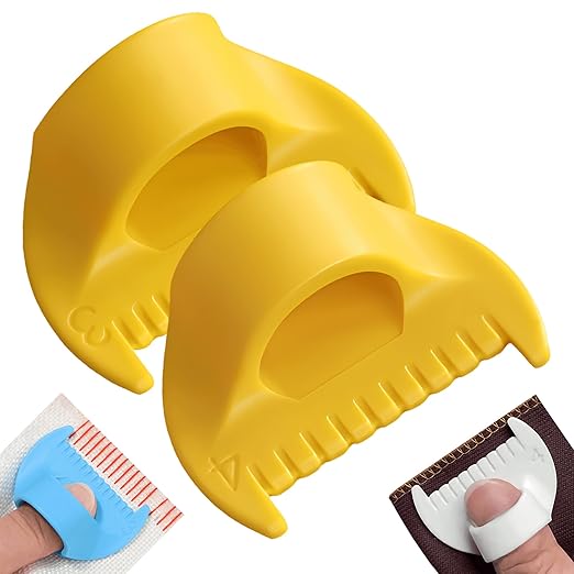 2 PCS Edge Lock Seam Guide, Mini Sewing Finger Ruler for Hand Sewing, DIY Sewing Kit Tool, Sewing Needle Gauge Measuring Guide Yellow, 3mm+4mm