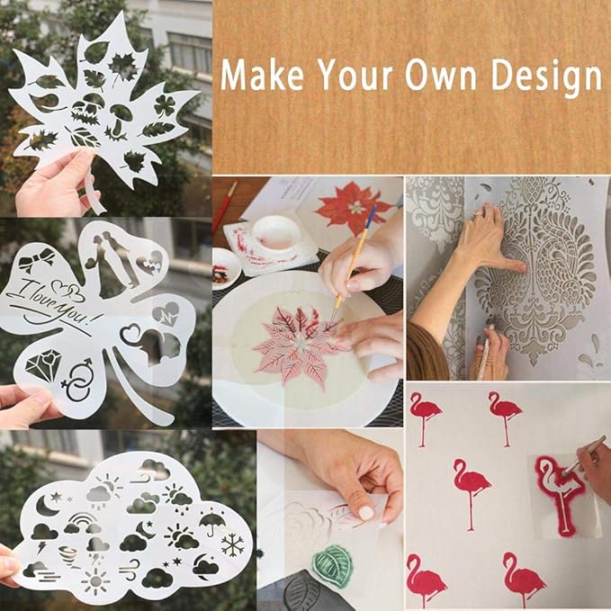 12 Pack 4 Mil Clear Mylar Stencil Sheets, 12" x 12" Blank Stencils, Reusable Template Material, Make Your Own Stencil Compatible Vinyl Cutting Maching