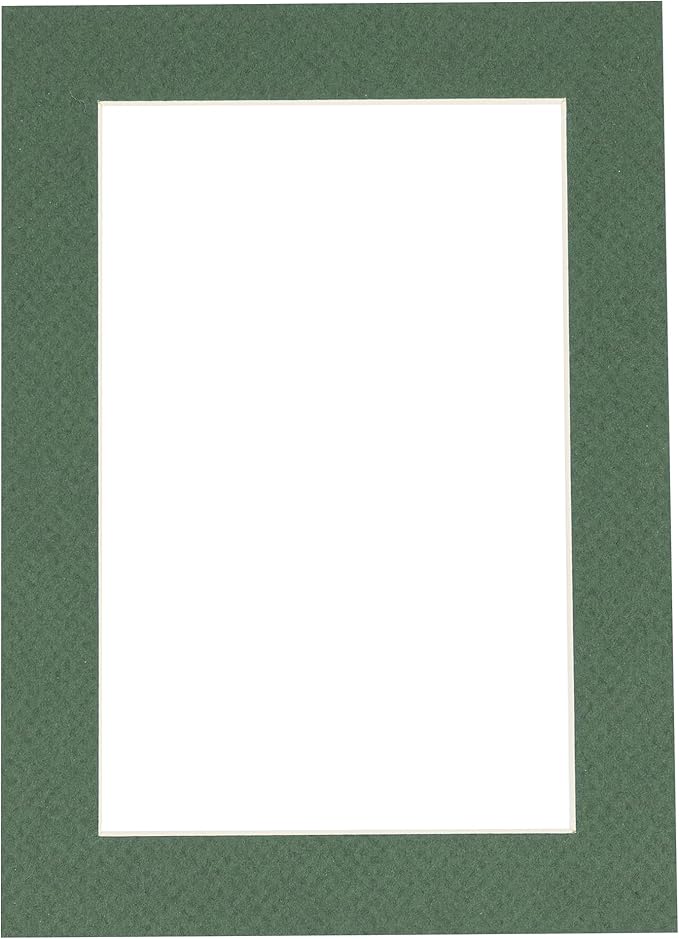 8x10 Mat Bevel Cut for 5.5x8.5 Photos - Acid Free Hunter Green Precut Matboard With Backing Board and Crystal Clear, Self Seal Photo Mat Bag - For Pictures, Photos, Framing - 4-ply Thickness