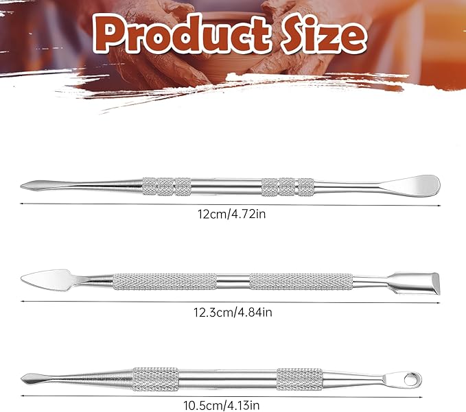 Piriuuo Wax Carving Tools Set, Stainless Steel Clay Sculpting Tools Double-Ended Pottery Carving Tools Wax Modeling Tools Dental Carvers Tools Wax Accessories Modeling Sculpting and Shaping(3 Styles)