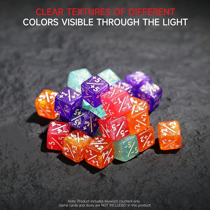 SIXPOINTS 108PCS 12mm MTG Counter Dice +1/+1 Tokens 6 Sided Dice & Keyword Counters Tokens Set for Magic The Gathering, MTG, TCG, Card Games Accessories