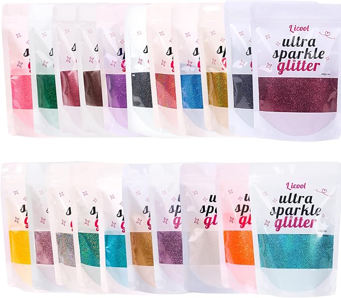 100g/3.5oz Pack Iridescent Rainbow Fine Glitter for DIY Craft, Epoxy Resin, Tumbler Making, Festival Decor, Makeup, Body, Eye, Nail Art (Iridescent Light Blue)