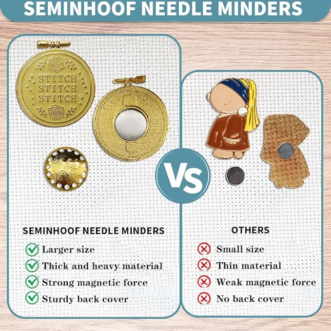 Magnetic Needle Minder Magnet Embroidery Accessories and Supplies Embroidery Needle Holder Cross Stitch Holder Needlework Supplies (Cardinal) (Gold)