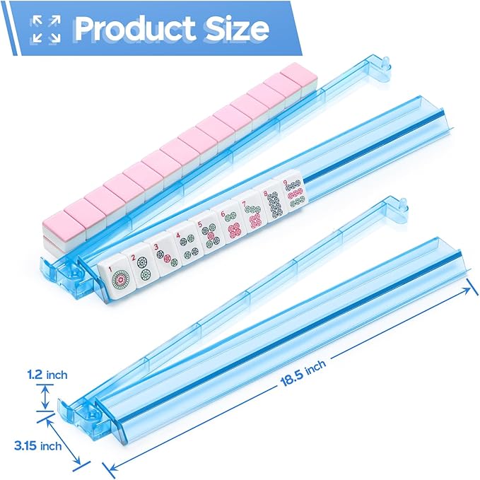 Mahjong Racks with Pushers Set of 4, Mahjong Tile Pushers and Racks, Acrylic Majiang Tile Holders Accessories (4 Colors)