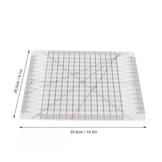 Pssopp Charming Shape Cut Ruler, Transparent Acrylic, Accurate Scale, Black Grid Line, Multifunction, Quilters Ruler, 25.5cm x 8.1in