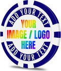 50 Custom Poker Chips, Personalized with Your own Logo, Photo or Text - 11.5g Casino Chips for Poker Gram, Tournaments, Business Card, Token