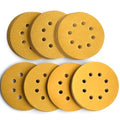 5-Inch 8-Hole Hook and Loop Sanding Discs, 60/80/120/150/220/320/400 Assorted Grits Gold Sanding Disc for Random Orbital Sander, 105-Pack