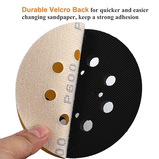 5-Inch 8-Hole Hook and Loop Sanding Discs 600-Grit Random Orbit Sandpaper, 50-Pack