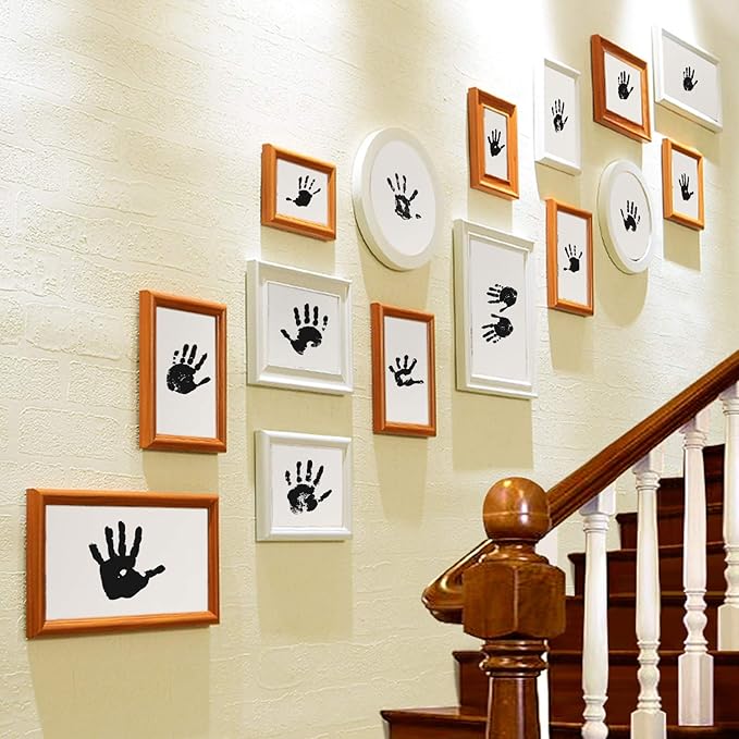 Ink Pad, 5x4'' Washable Non-Toxic Ink Stamp Pad for Baby Footprint Handprint, Black