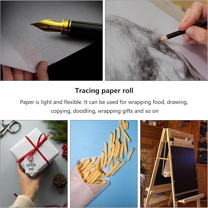 Tracing Paper Roll 12 Inches x 30 Yards, Trace Paper White ‌Translucent‌ Pattern Paper Tracing Paper for Drawing, Sewing, Sketch