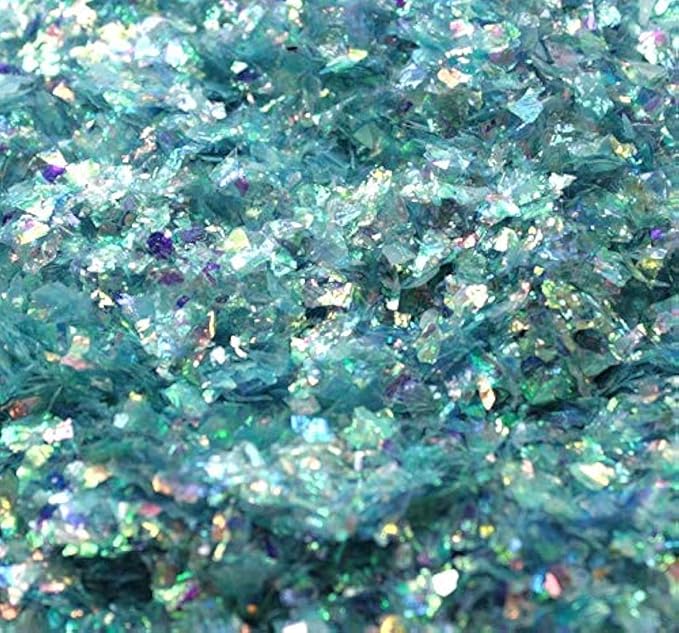 Blue Flitter Iridescent Ice Glitter Flakes for Nail Art - Lightweight Holographic Polyester - 311-4341 - 1/2 oz (14 Grams)