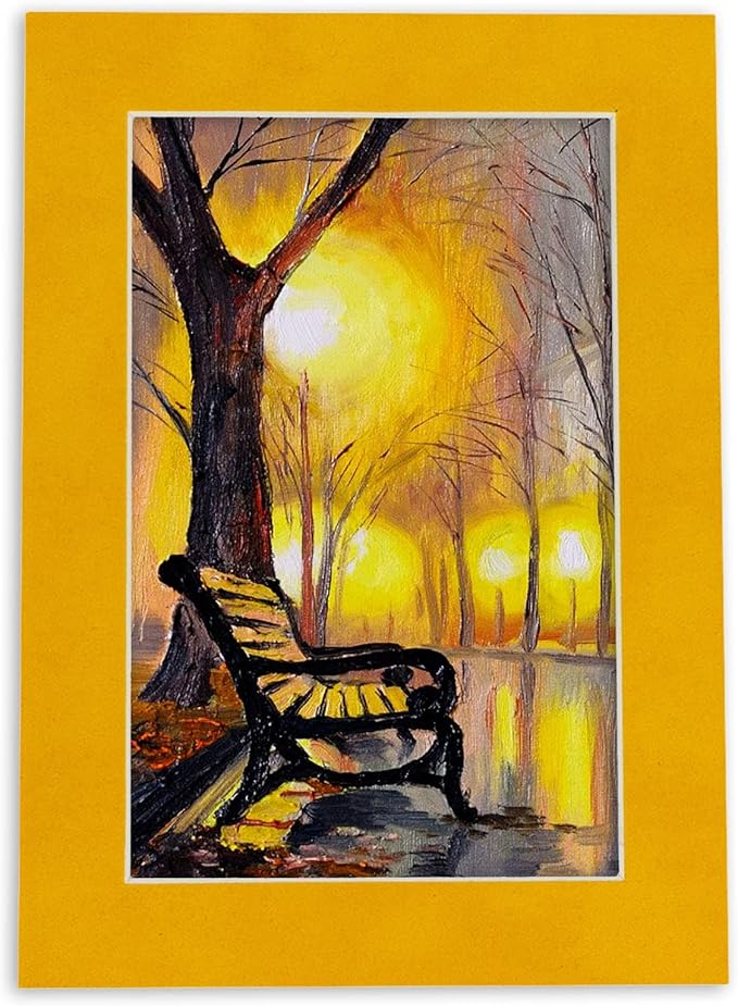 Pack of 25 Acid Free 11x14 Mats Bevel Cut for 8.5x11 Photos - Bright Yellow Precut Matboards For Pictures, Photos, Framing - 4-ply Thickness