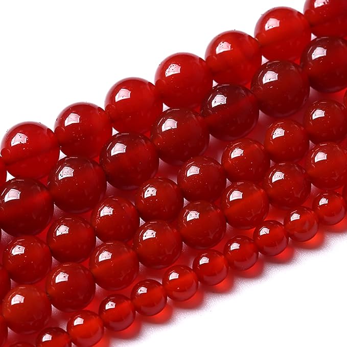 10MM 72pcs Semi-Precious Red Agate Beads Natural Stone Round Loose Beads for Jewelry Making DIY Bracelet Necklace 2 Strands 32"