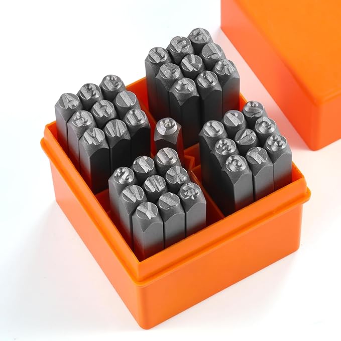 YKLP 37 Pcs Number and Letter Stamp Set,1/8” (3mm) (A-Z & 0-9 + Heart) Metal Letter Stamps DIY Arts & Crafts Leather Stamps, Leather, Wood for Jewelry Stamping kit