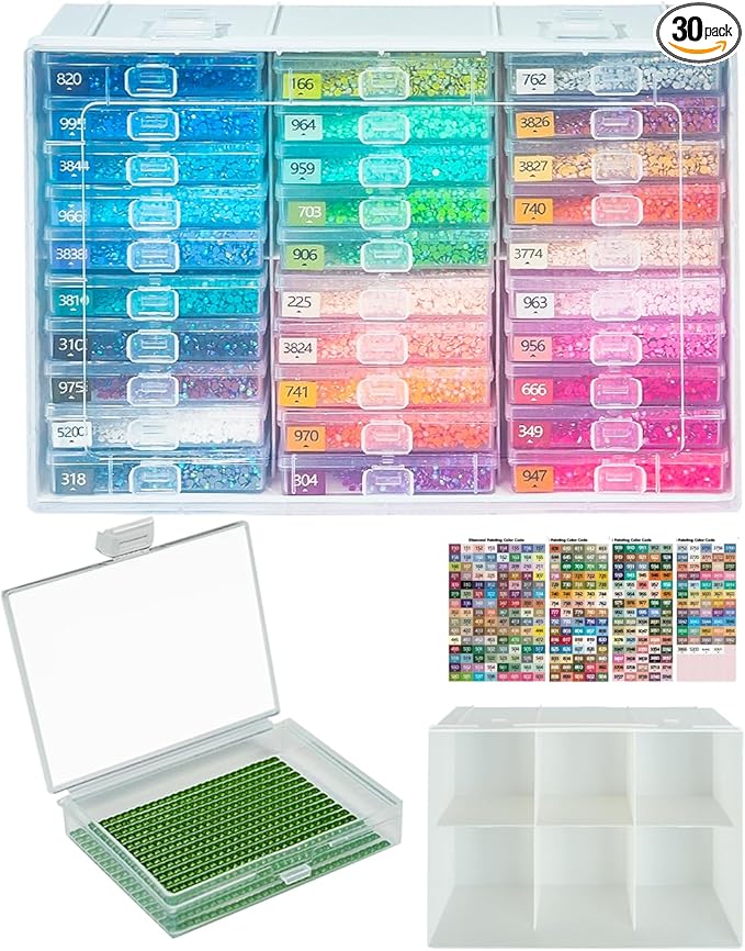 YBUTVY Diamond Art Trays with Lids, 30PCS Diamond Painting Trays with Lids ＆ Diamond Painting Storage, Diamond Painting Accessories for Diamond Art Beads (1 Pack)
