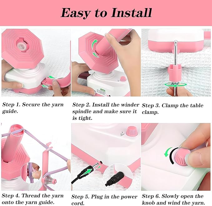 Zjyufy Yarn Winder Electric Yarn Ball Winder for Crocheting, 10oz Large Automatic Yarn Spinner Yarn Cake Winder with Stepless Speed Strong Tension, Pink