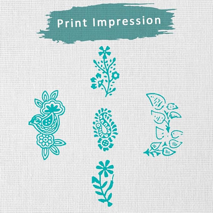 Wooden Printing Stamps - Wooden Block Stamps - Indian Textile Printing Blocks for Tattoo Clay Pottery Henna Card Making Pack of 5, Hashcart®