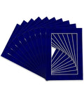 Pack of 25 Acid Free 8x10 Mats Bevel Cut for 6x8 Photos - Royal Blue Suede Precut Matboards With Backing Boards and Clear Photo Mat Bags For Pictures, Photos, Framing - 4-ply Thickness