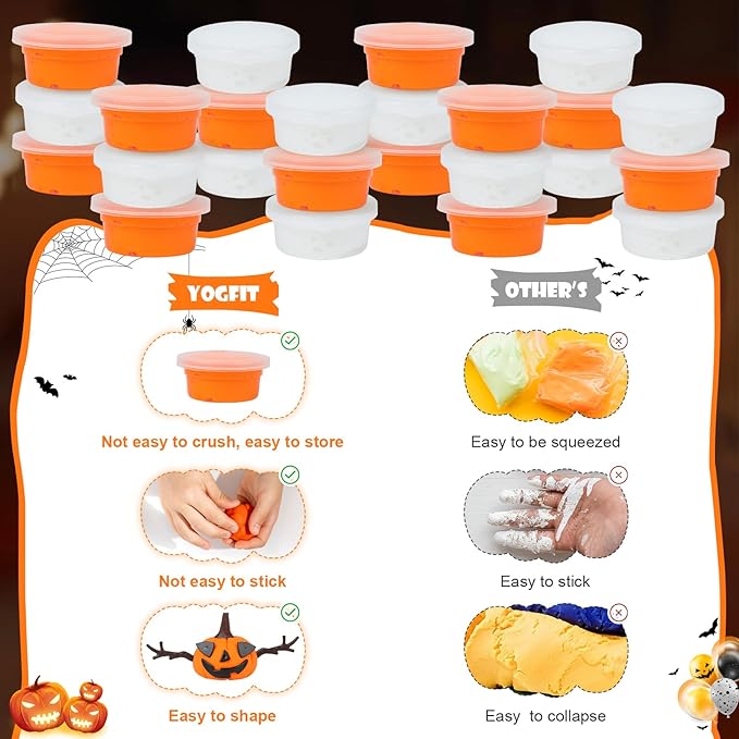 YOGFIT 36 Pack Halloween Pumpkin DIY Craft Clay Kit for Kids, Air Dry Moldable Clay DIY, Pumpkin Craft Kit for Halloween Decorations Indoor Outdoor Trick or Treat Party Favors