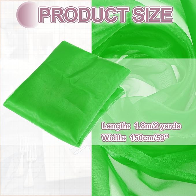 MECCANIXITY Iridescent Sheer Organza Fabric, 2 Yards x 59 Inches Solid Holographic Shiny Fabric Organza Cloth for Wedding, Curtains, Costume, Photo Background, Green