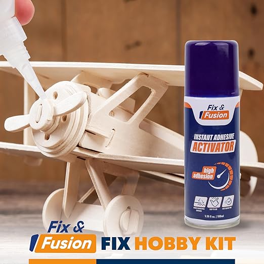 FIX & FUSION Activator Spray (3.38 Fl Oz), Instant Cure Accelerator for Cyanoacrylate (CA) Super Glue for Wood, Plastic, Rubber, Granite, and DIY & Professional, Accelerates Bonding Strength, (1 Pack)