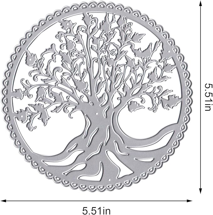 Tree Frame Metal Cutting Dies for Card Making, Tree Leaves Round Frame Die Cuts Carbon Steel Embossing Stencil Template Cutting Tools for DIY Scrapbooking Paper Card Photo Album Craft Supplies