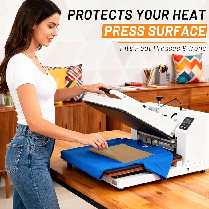 Svaldo Teflon Sheets for Heat Press, 10 Pack, 16x20 Heat Press Paper for T Shirts, Hat, Reusable Non Stick PTFE Teflon Sheet, Iron Transfer Paper for Sublimation Machine, Craft & Baking