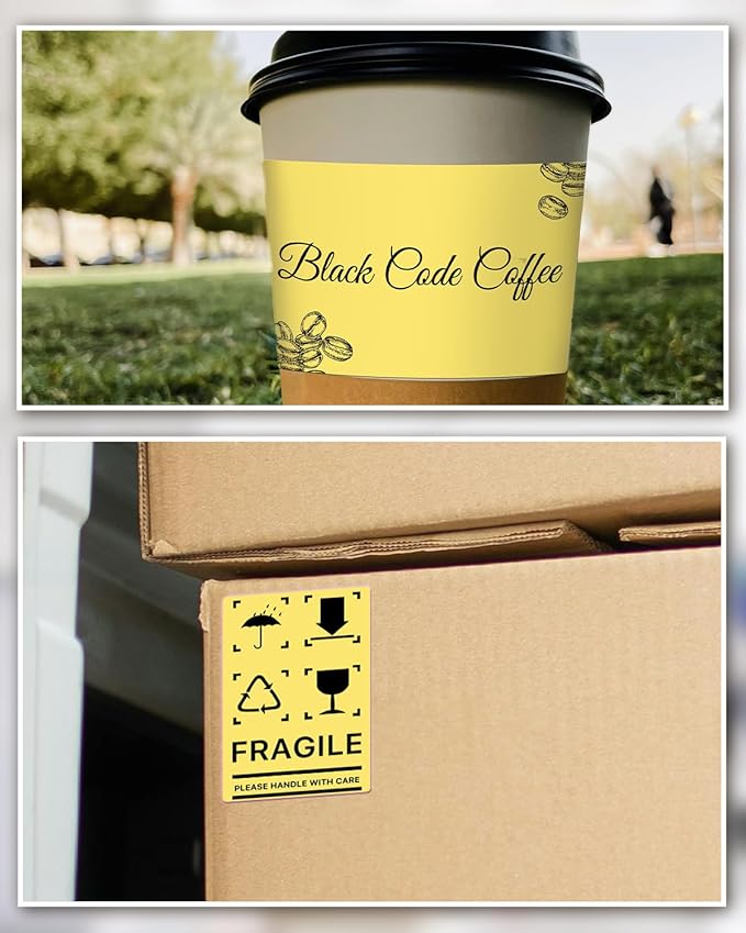 iEager 3" x 2" Thermal Labels, Rectangle Thermal Printer Stickers, Self-Adhesive Durable Sticker with Perforation Line, 500 Labels/Roll, Yellow