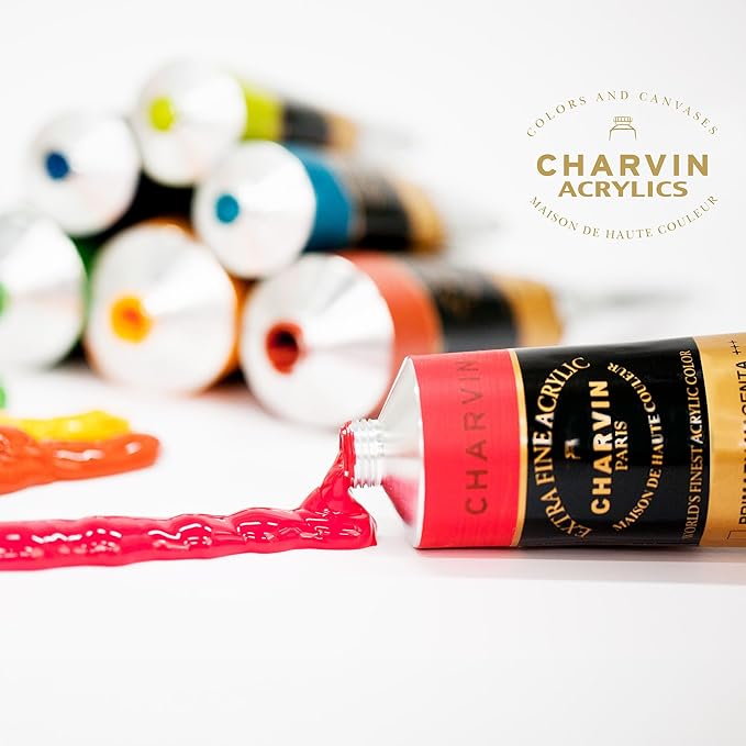 Charvin Extra Fine Professional Acrylic Paint - Titanium White, 150ml Tube, Triple-Milled, Lightfast Pigments, Open Stock Artist Acrylic Paints in Nature-Inspired Hues