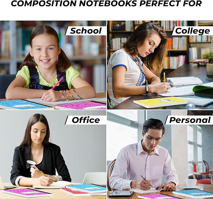 Rosmonde 1000 Pack (Pallet) Composition Notebooks Bulk, Wide Ruled, Pallet of Composition Notebooks, 200 Pages (100 Sheets), 9-3/4 x 7-1/2, Bulk Notebooks for School & Office, 4-7 Days Transit