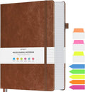 College Ruled Notebook, Large B5 Hardcover Leather Journal, 314 Numbered Pages Writing Journal, 100gsm No Bleed Paper, Lined Journal Notebook for Women Men School Office, 7.6'' X 10'', Brown