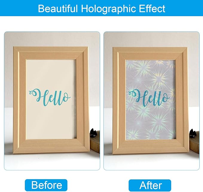 PATIKIL 8.3x5.8" Holographic Sticker Paper, 20Sheets A5 Polypropylene Self-Adhesive Transparent Waterproof Laminate Overlay Film for Photo Cards Scrapbook Decorations, Blossom