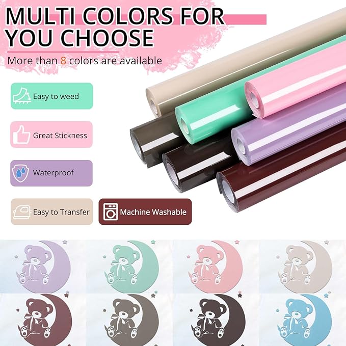 HTVRONT Puff Vinyl Heat Transfer -10" x 6ft Light Pink 3D Puff Heat Transfer Vinyl Foaming Colorful Puffy Iron on Vinyl for T-Shirt- Pink Puff Htv Vinyl for Compatible with Cricut Cutting Machine