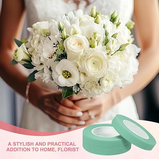 MECCANIXITY 3 Rolls Floral Tapes, 30 Yard x 1/16 in Florist Crepe Flowers Bouquets Tape Adhesive Waterproof for Flower Arranging Wrapping, Turquoise