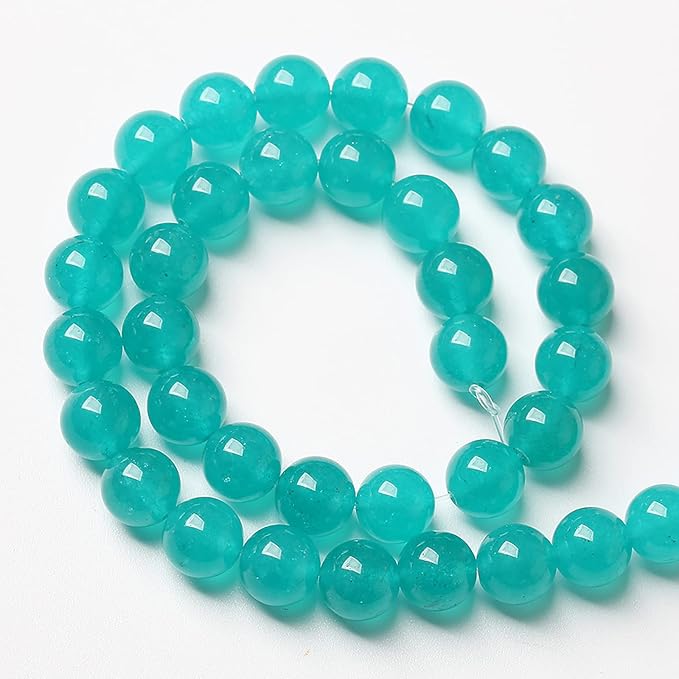 46PCS 8mm Natural Stone Beads Blue Amazonite Jade Stone Round Loose Beads for Jewelry Making DIY Bracelet Necklace 15 Inch