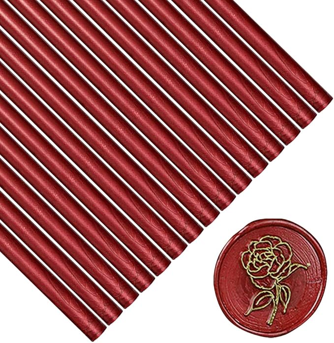 Wax Seal Sticks, Afobby 15 Pieces Glue Gun Sealing Wax Sticks for Wax Seal Stamp, New Wine Red Wax Sealing Sticks for Wedding Invitations, Cards, Envelopes