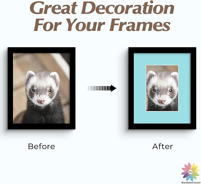 Mat Board Center, Pack of 20, 8x10 Mixed Colors White Core Picture Mats Mattes Matting for 5x7 Photo