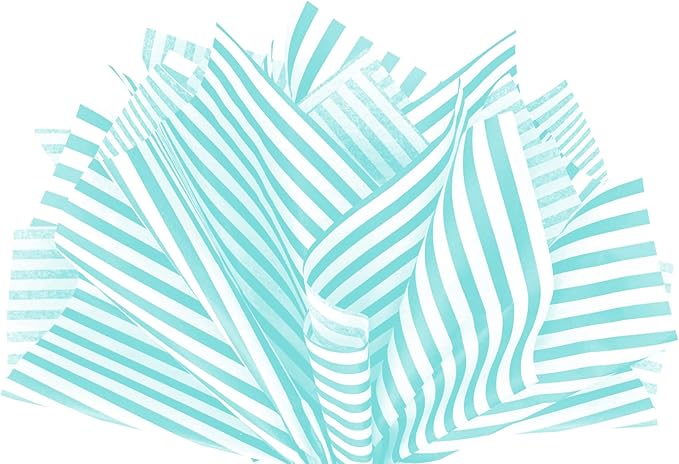 Flexicore Packaging Azure Pin Stripe Print Gift Wrap Tissue Paper Size: 15 Inch X 20 Inch | Count: 10 Sheets | Color: Azure Pin Stripe