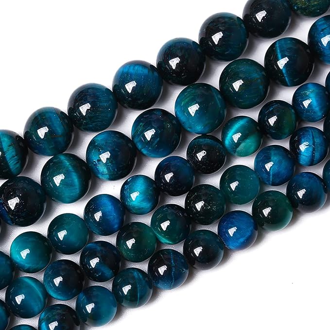 10mm 38pcs Blue Tiger Eye Gemstone Loose Beads Natural Round Stone Beads for Jewelry Making DIY Bracelet Necklace Earrings 1 Strand 15" (Blue Tiger Eye, 10mm)