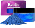 Renfio 100g Mica Powder Pigment, Metallic Natural Dye Mineral Pearl Shimmer Epoxy Resin Dye for Painting Soap Making Slime Bath Bombs 3.5 Oz - Blue