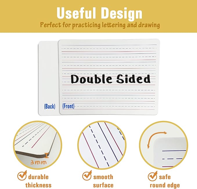Small Dry Erase Lapboard Set - 6 Pack, 9 x 12 Inches Double Sided Personal White Boards with 6 Markers and 6 Dry Erasers - Perfect for Student, Teacher, Classroom, Office and Meeting