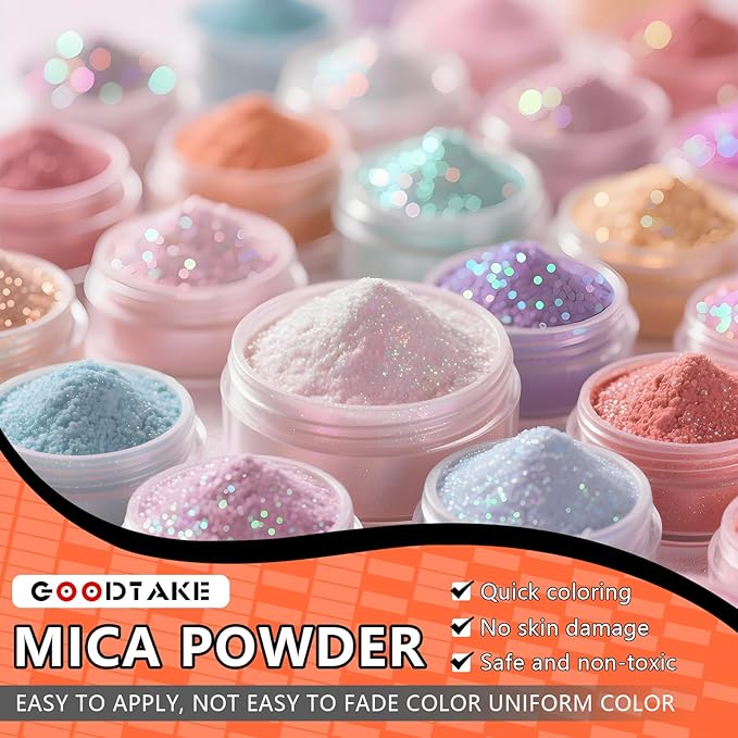 GOODTAKE Blue Mica Powder | Epoxy Resin Color Pigment | Pearlescent Color Pigment | Mica Powder for Resin Epoxy - for Soap Making, Nail Polish, Slime & Candle (Blue, 2 oz)