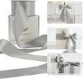 HUIHUANG Silver Satin Ribbon 2 inch Wide Double Faced Satin Ribbon Silver for Gift Wrapping, Bows Making, Flower Bouquet, DIY Crafts, Wedding, Holiday Party Decor - 25 Yards/Roll